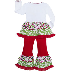 AnnLoren Girls Standard Sets AnnLoren Girls Boutique Polka Dot & Swirl Christmas Tree Clothing Set