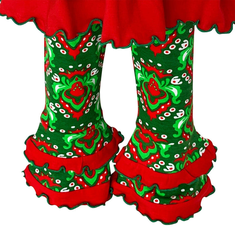 AnnLoren Girls Standard Sets AnnLoren Girls Boutique Winter Holiday Rudolph Reindeer Tunic and Legging Set sz 2/3T-9/10
