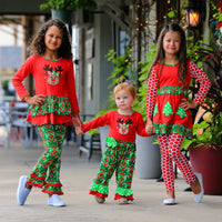 AnnLoren Girls Standard Sets AnnLoren Girls Boutique Winter Holiday Rudolph Reindeer Tunic and Legging Set sz 2/3T-9/10