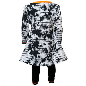 AnnLoren Girls Standard Sets AnnLoren Girls Halloween Ghost Tie Dye Outfit Dress and Black Leggings
