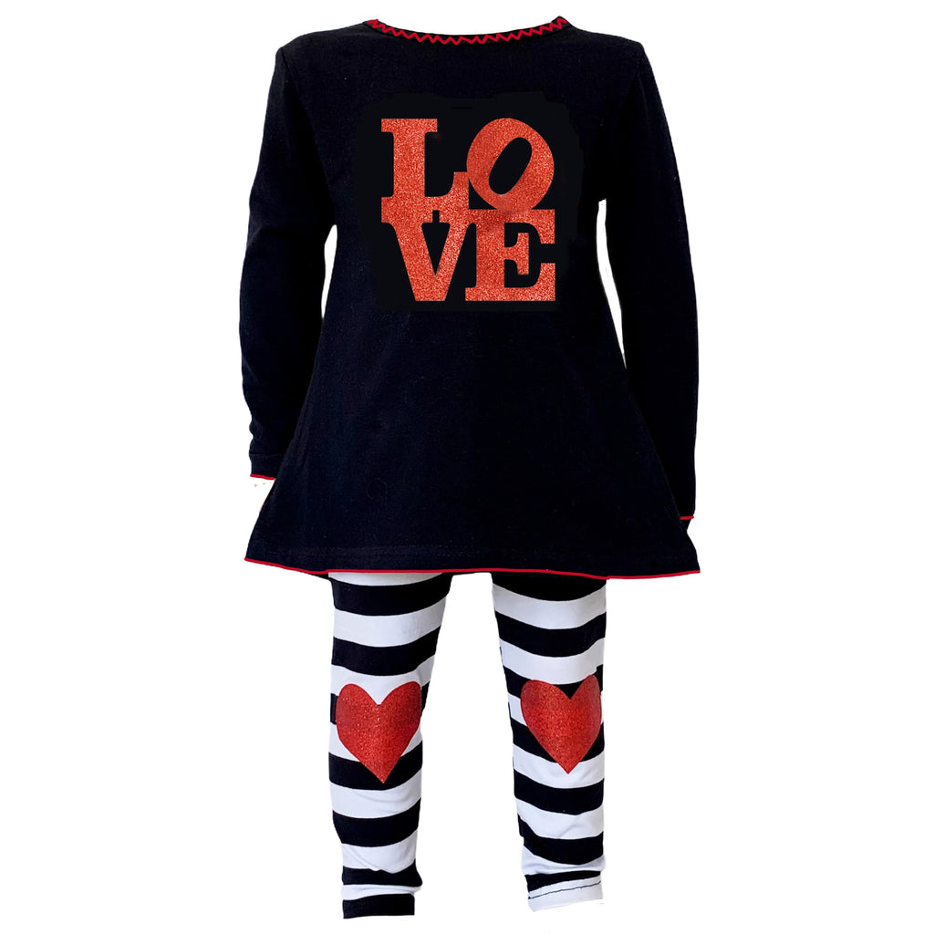 AnnLoren Girls Standard Sets AnnLoren Girls LOVE Heart Tunic & Leggings Valentine's Day Outfit