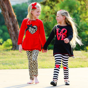 AnnLoren Girls Standard Sets AnnLoren Girls LOVE Heart Tunic & Leggings Valentine's Day Outfit
