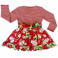 AnnLoren Girls Standard Sets AnnLoren Little & Big Girls Boutique Red Christmas Floral Holiday Dress Legging Set