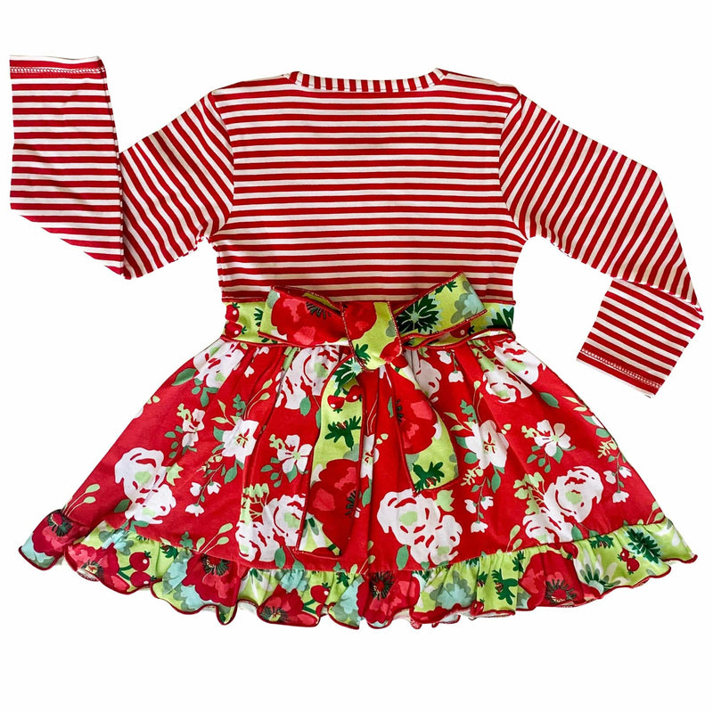 AnnLoren Girls Standard Sets AnnLoren Little & Big Girls Boutique Red Christmas Floral Holiday Dress Legging Set