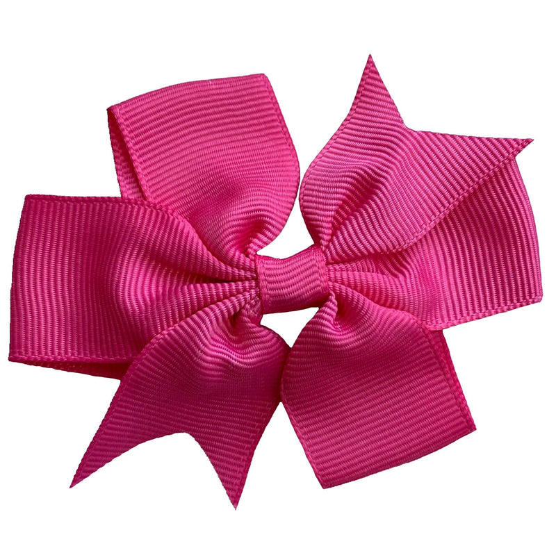 AnnLoren Hair Accessory Default Title / Hot Pink Set of 3- Hot Pink 4" Ribbon Bow Clips