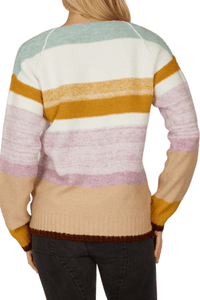 Baciano Women's Sweater Stripe Print Sweater in White | Womens | Baciano