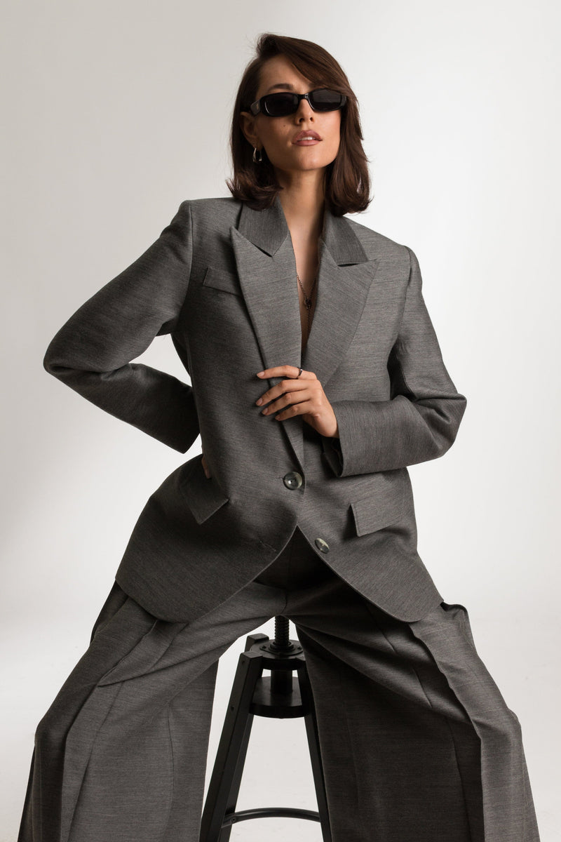 Bastet Noir Blazers 4 The Rosalie Wool Blend Blazer in Dark Grey