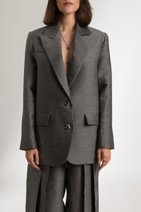 Bastet Noir Blazers The Rosalie Wool Blend Blazer in Dark Grey