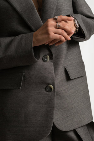 Bastet Noir Blazers The Rosalie Wool Blend Blazer in Dark Grey