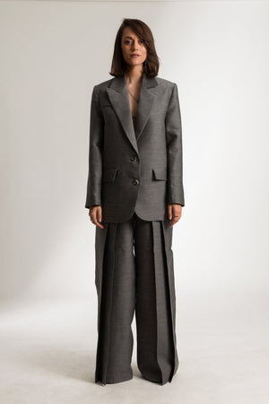 Bastet Noir Blazers The Rosalie Wool Blend Blazer in Dark Grey