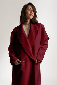 Bastet Noir Coats & Jackets CUSTOM / Oxblood Red The Jenny Double Breasted Virgin Wool Blend Coat in White or Oxblood Red