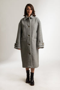 Bastet Noir Coats & Jackets The Cathrine Woolen Car Coat in Grey or Oxblood Red