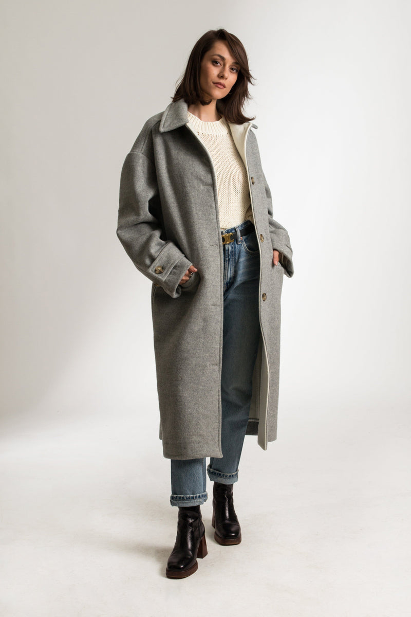 Bastet Noir Coats & Jackets The Cathrine Woolen Car Coat in Grey or Oxblood Red