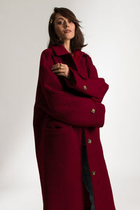 Bastet Noir Coats & Jackets The Cathrine Woolen Car Coat in Grey or Oxblood Red