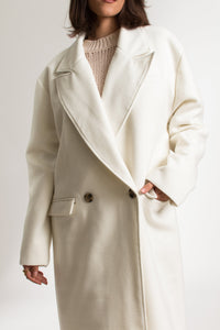 Bastet Noir Coats & Jackets The Jenny Double Breasted Virgin Wool Blend Coat in White or Oxblood Red