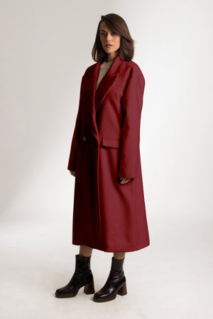 Bastet Noir Coats & Jackets The Jenny Double Breasted Virgin Wool Blend Coat in White or Oxblood Red