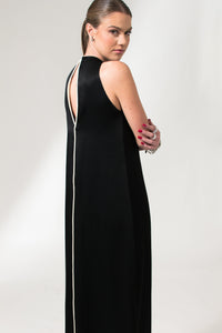 Bastet Noir Dresses The Lilly Sleeveless A-Line Maxi Cocktail Dress in Satin Crepe