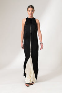 Bastet Noir Dresses The Lilly Sleeveless A-Line Maxi Cocktail Dress in Satin Crepe