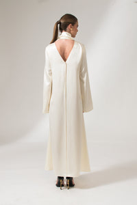 Bastet Noir Maxi Dresses The Kelly Maxi Evening Dress in Cream White, White, Dark Blue, or Black Satin Crepe Silk