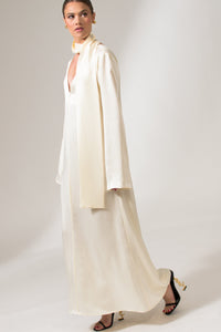 Bastet Noir Maxi Dresses The Kelly Maxi Evening Dress in Cream White, White, Dark Blue, or Black Satin Crepe Silk