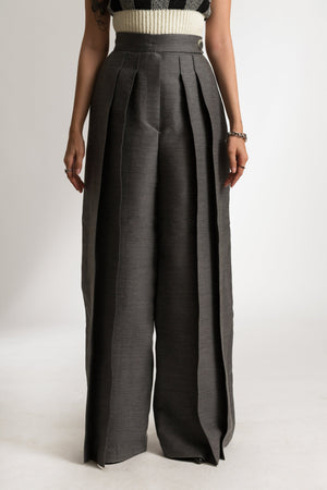 Bastet Noir Pants The Rosalie Wide Leg Wool Pants in Dark Grey