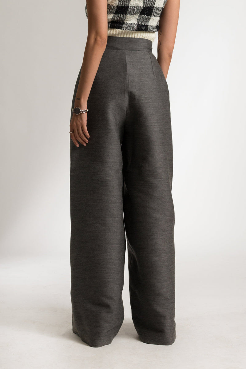 Bastet Noir Pants The Rosalie Wide Leg Wool Pants in Dark Grey