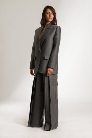 Bastet Noir Sets The Rosalie Pant Set in Dark Grey Wool Blend