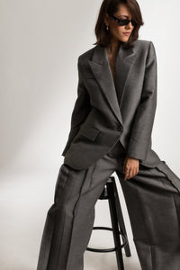 Bastet Noir Sets The Rosalie Pant Set in Dark Grey Wool Blend