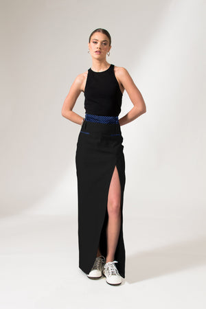 Bastet Noir Skirts CUSTOM / Black Denim The Mae Denim Maxi Skirt in Light Blue or Black