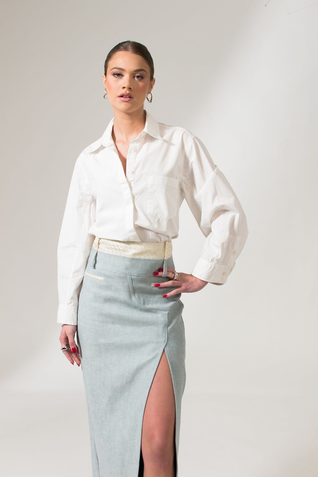 Bastet Noir Skirts EU36/US4 / Light Blue Denim The Mae Denim Maxi Skirt in Light Blue or Black