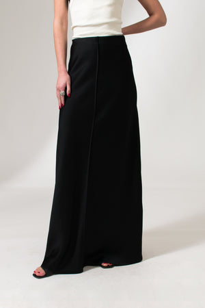 Bastet Noir Skirts The Virginia Black Maxi Pencil Skirt In Satin Crepe Silk