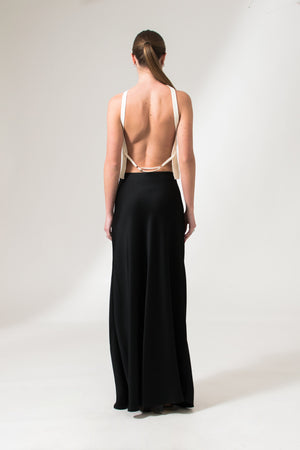 Bastet Noir Skirts The Virginia Black Maxi Pencil Skirt In Satin Crepe Silk