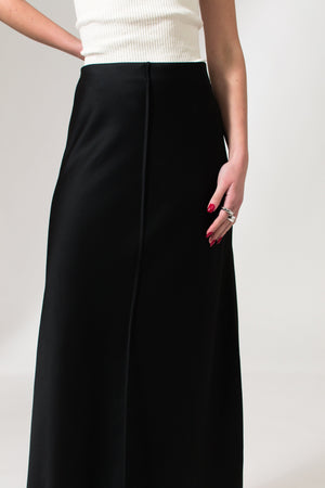 Bastet Noir Skirts The Virginia Black Maxi Pencil Skirt In Satin Crepe Silk