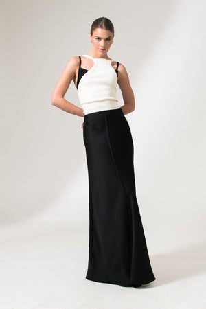 Bastet Noir Skirts The Virginia Black Maxi Pencil Skirt In Satin Crepe Silk