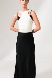 Bastet Noir Skirts The Virginia Black Maxi Pencil Skirt In Satin Crepe Silk