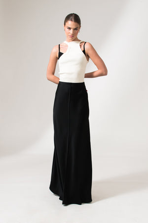 Bastet Noir Skirts The Virginia Black Maxi Pencil Skirt In Satin Crepe Silk