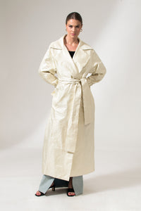 Bastet Noir Trench coat The Mae Maxi Silk Trench Coat in Cream White