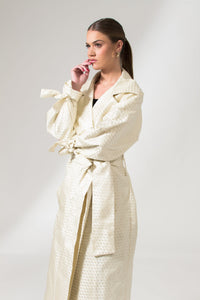 Bastet Noir Trench coat The Mae Maxi Silk Trench Coat in Cream White