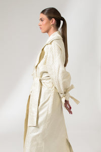 Bastet Noir Trench coat The Mae Maxi Silk Trench Coat in Cream White