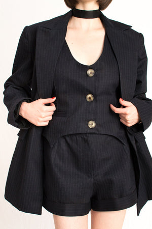 Bastet Noir Women's Blazer EU36/US4 / Dark navy blue The Reese Women's Dark Navy Pinstripe Blazer in 100% Cotton