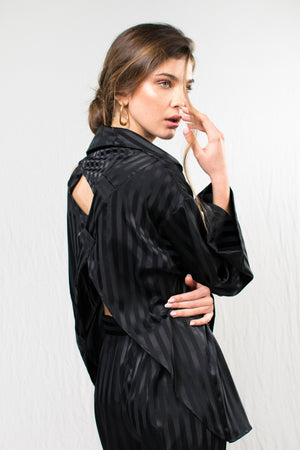 The Eve Black Shirt - Luxurious Black Fabric 
