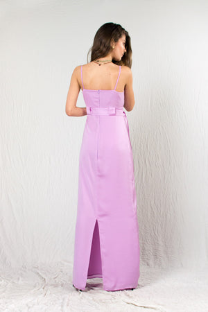 Bastet Noir Women's Dress Candy Maxi Mermaid Cocktail Dress in 100% Lavender or Orange Silk Satin