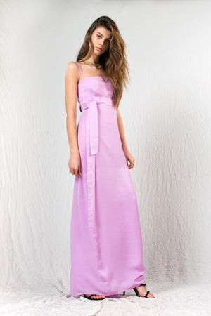 Bastet Noir Women's Dress Candy Maxi Mermaid Cocktail Dress in 100% Lavender or Orange Silk Satin