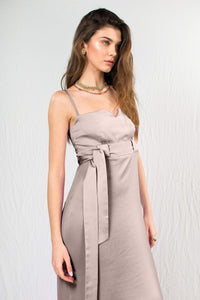 Bastet Noir Women's Dress CUSTOM / Beige Candy Maxi Mermaid Cocktail Dress in 100% Lavender or Orange Silk Satin