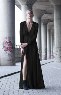 Bastet Noir Women's Dress CUSTOM / Black Bareback Maxi Dress in Dark Red, Light Green, or Black Silk Satin