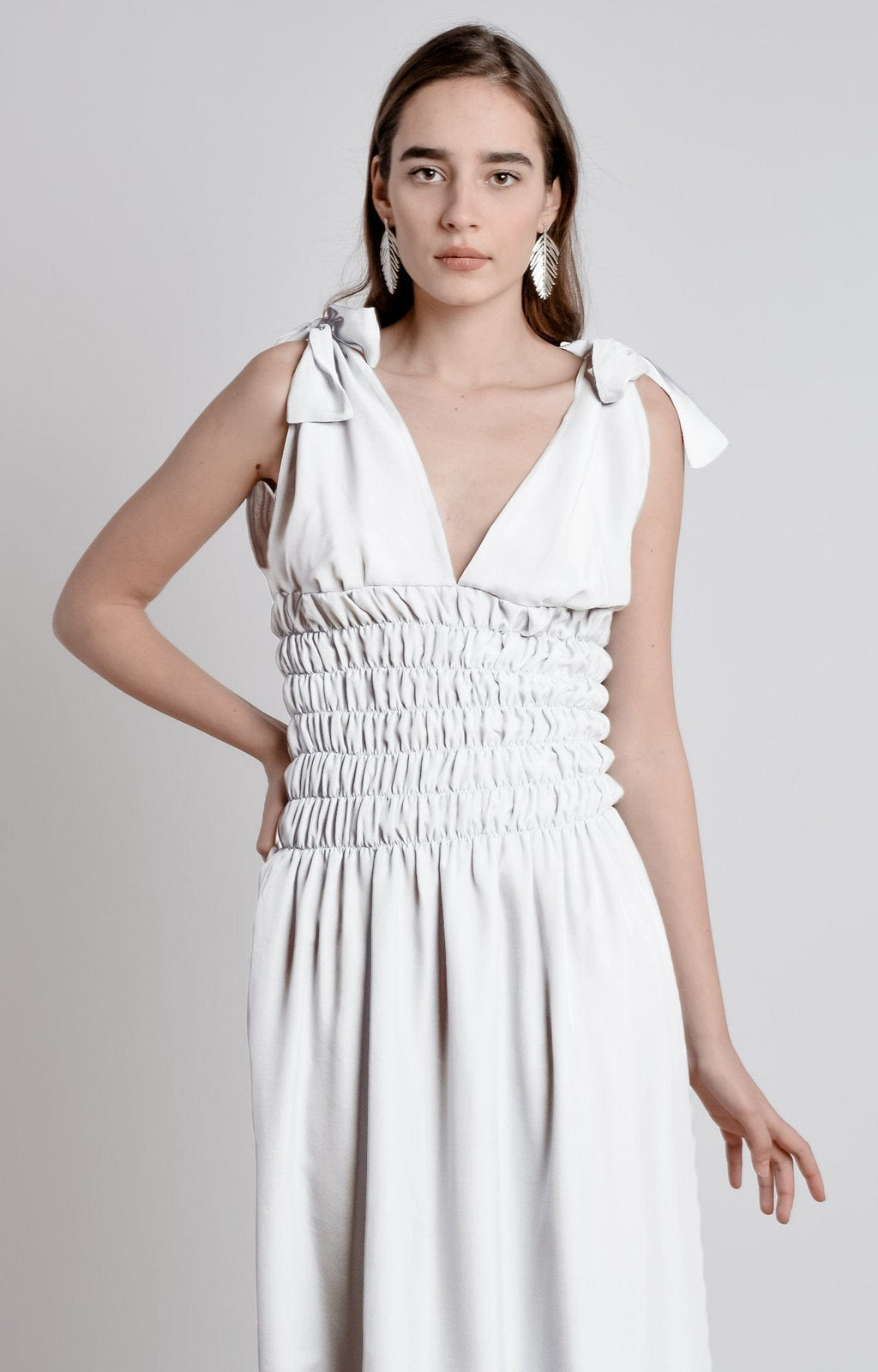 Bastet Noir Women's Dress CUSTOM / White Dress Maxi Dress in Silk/Cotton Blend in Light Blue, White, or Black