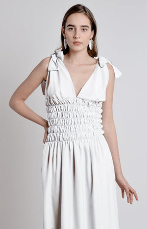 Bastet Noir Women's Dress CUSTOM / White Dress Maxi Dress in Silk/Cotton Blend in Light Blue, White, or Black