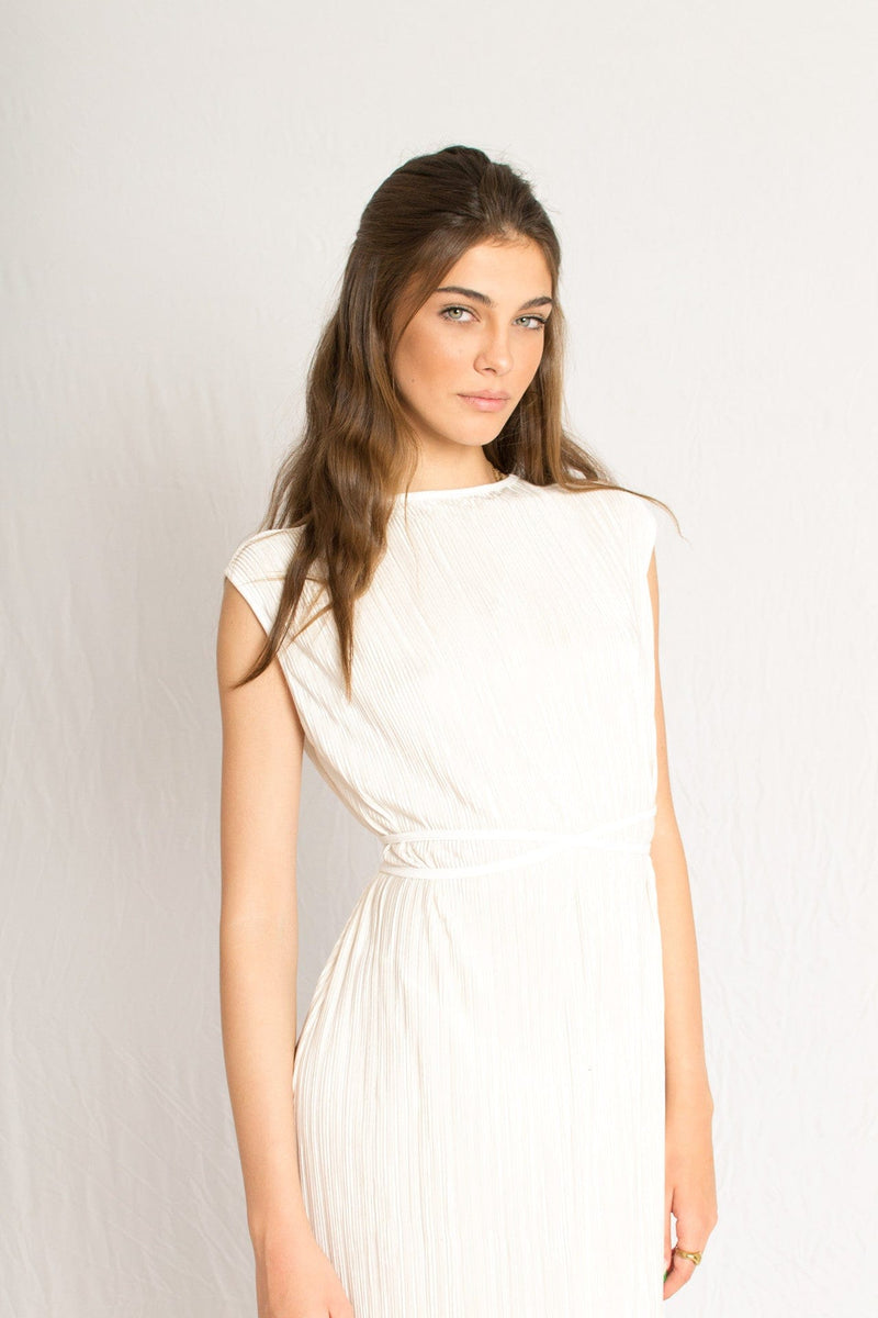 Bastet Noir Women's Dress CUSTOM / White The Psame Reversible White Maxi Dress With Drop Shoulder, Double Side Slit & Drawstrings