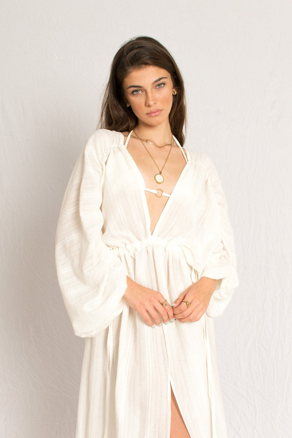 Bastet Noir Women's Dress EU36/US4 / White The Dola  100% Cotton Beach Cover-Up Dress