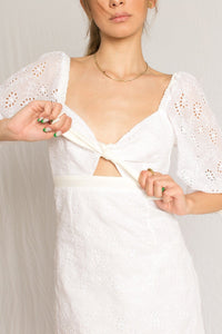 White Mini Dress - Peasant Sleeves - Shop Himel Hoch